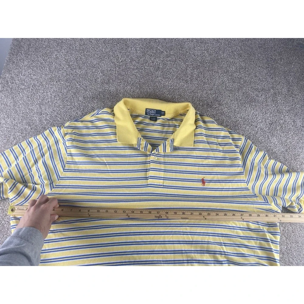 Polo Ralph Lauren Yellow/White/Blue Striped Polo Mens 4XB Red Pony Preppy Cotton